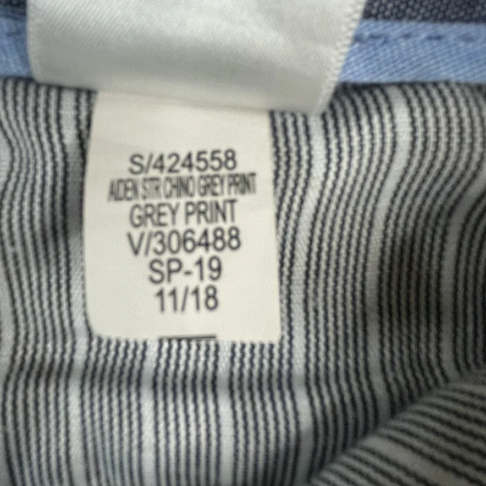 Banana Republic Aiden Chino Pant 31x29 Light Gray MicroPrint Cotton Stretch-READ